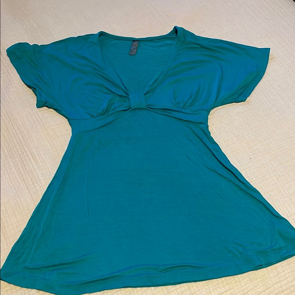Teal V-Neck Short Sleeve Top